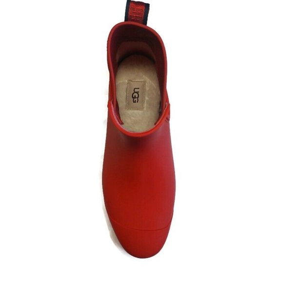UGG Droplet Rain Boots Womens Size 12 Waterproof Rubber Wool 1130831 Samba Red - Picture 2 of 8